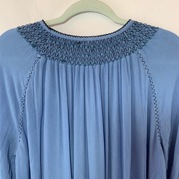 Free People Wind Willow Embroidery Blue Dress - Picture 9 of 12